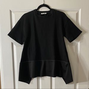 Zara Trafaluc Contrasting Poplin Black Shirt Small